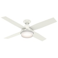 Hunter 59252 Contemporary Dempsey Damp Fresh White Ceiling Fan with Light & Remote  52" - B01CDG0GCU